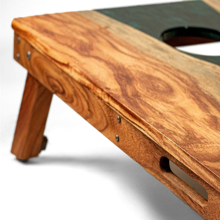 2ft x 4ft Resin & Wood Classic Cornhole Set | Live Edge River Collection