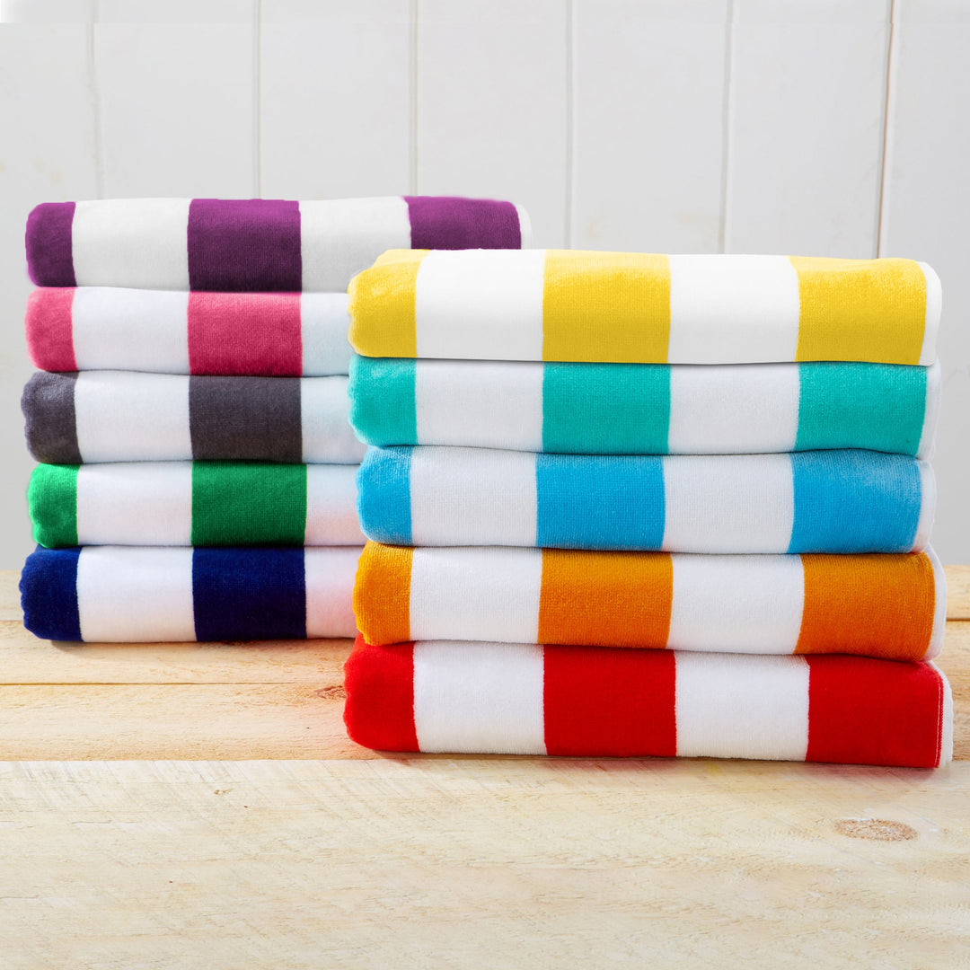 Cotton Velour Cabana Beach Towel - Novia Collection