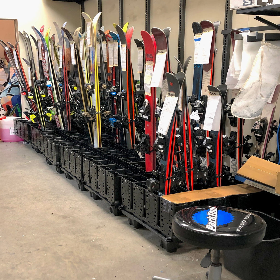 Ski Storage Rack for Rental Shops - 16 Pairs Capacity
