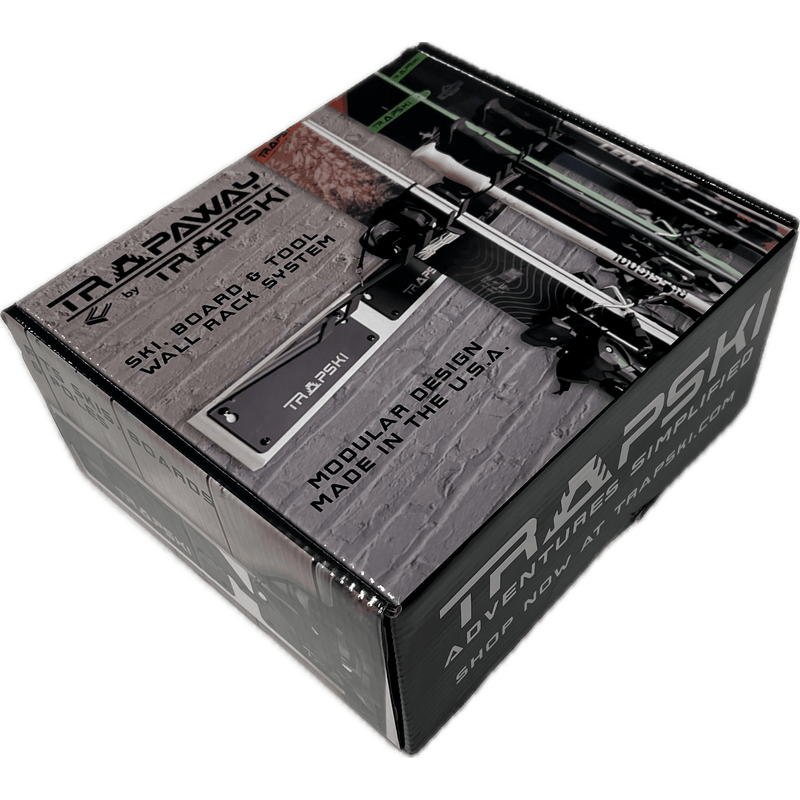 TRAPAWAY Wall Rack | Holds Skis or Snowboard by Bindings | Garage Organizer for Yard Tools, Gear & Equipment | Aluminum | No Moving Parts to break or pinch | Made in the USA