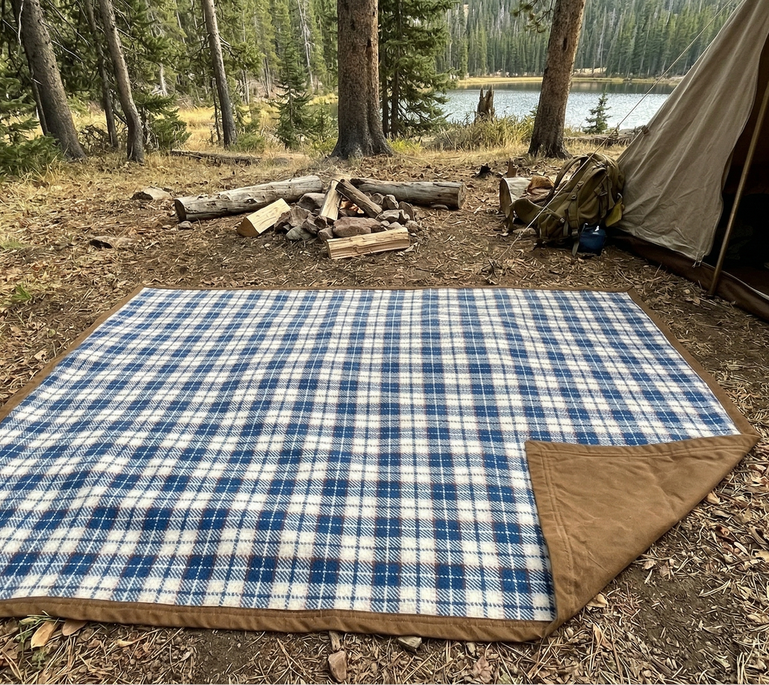 West Path Wool Canvas Camping Blanket - Waxed Canvas Outdoor Blanket / Bushcraft Blanket