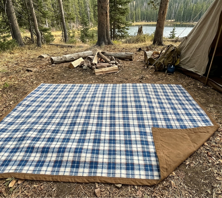 West Path Wool Canvas Camping Blanket - Waxed Canvas Outdoor Blanket / Bushcraft Blanket