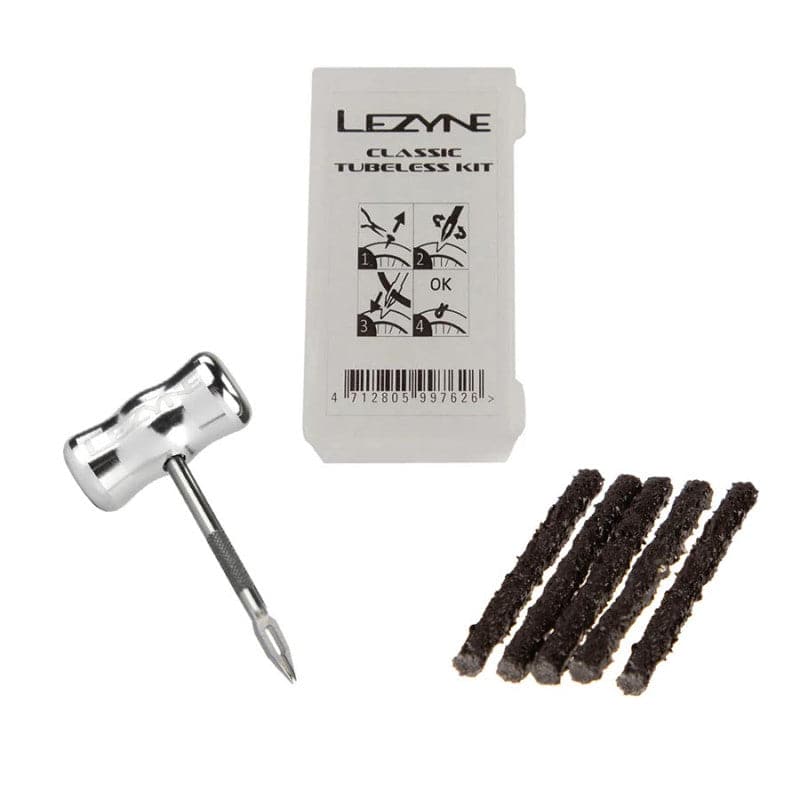 Lezyne Classic Tubeless repair kit includes tool and 5 plugs
