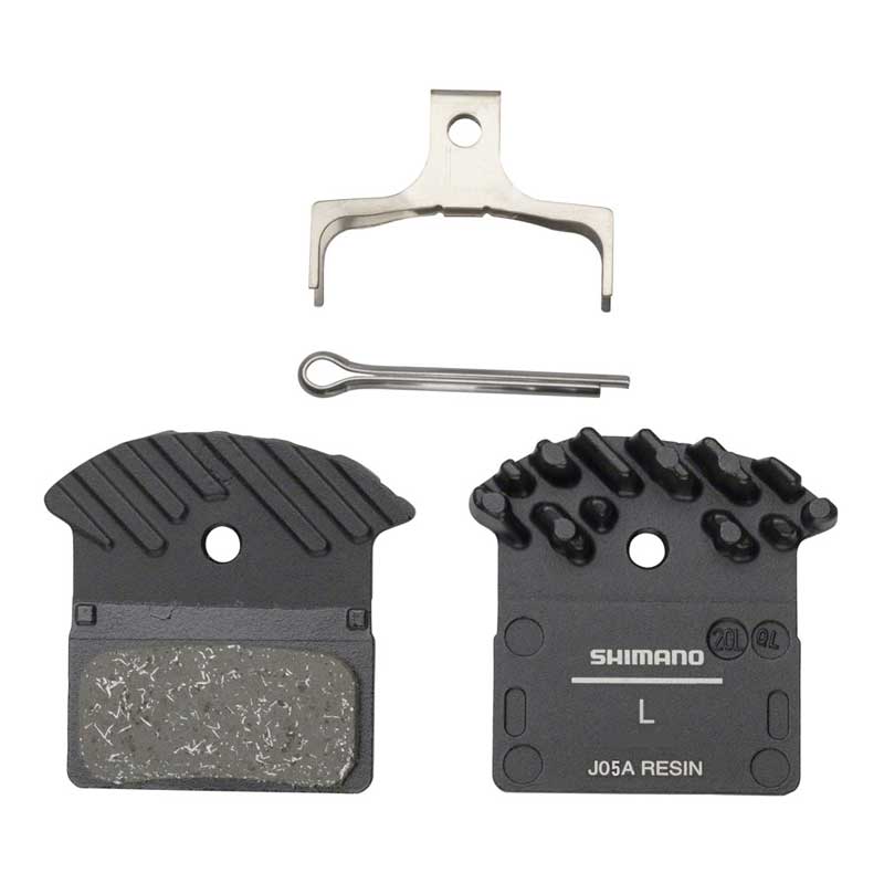Shimano J05A-RF Disc Brake Pad and Spring - Resin Compound, Finned Aluminum Back Plate
